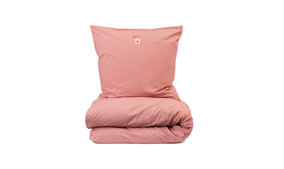 Cuscino imbottito 45x45 cm in cotone stampa frontale naturale e arancione